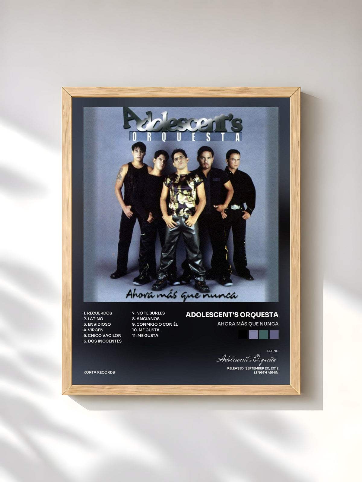 #bois Tableau de l'album Ahora Más Que Nunca de Adolescent's Orquesta, cadre en bois brut, imprimé et encadré en France