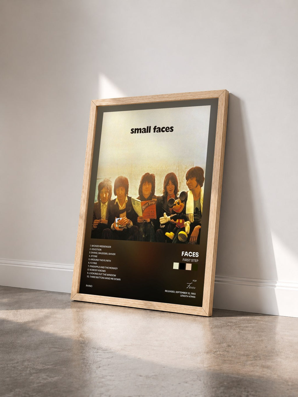 #bois Tableau de l'album First Step de Faces vu de trois quarts, cadre en bois brut