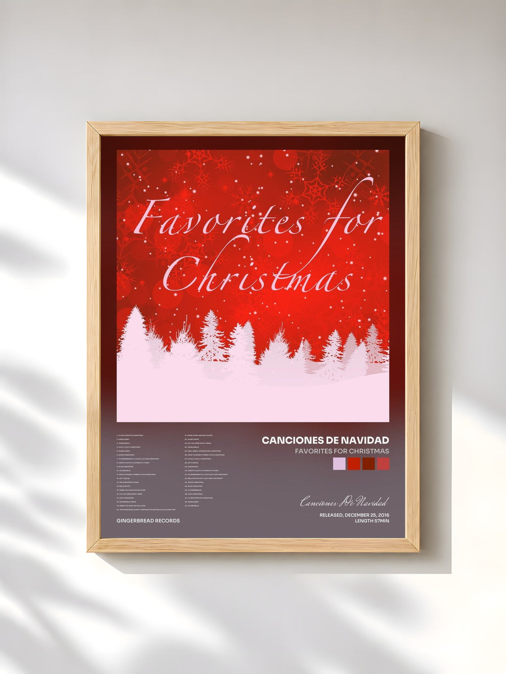 #bois Tableau de l'album Favorites for Christmas de Canciones De Navidad, cadre en bois brut, imprimé et encadré en France
