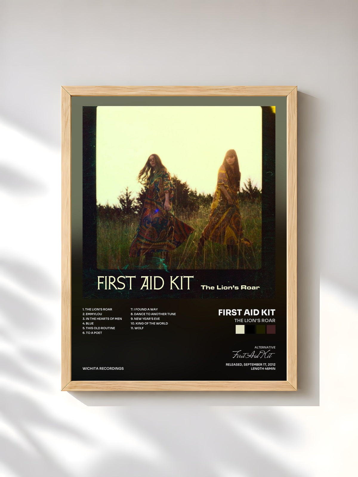 #bois Tableau de l'album The Lion's Roar de First Aid Kit, cadre en bois brut, imprimé et encadré en France