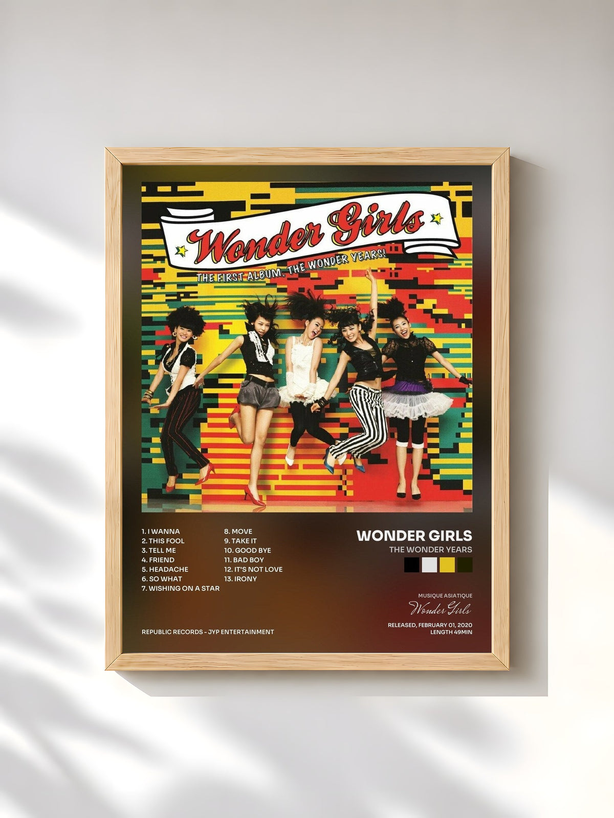#bois Tableau de l'album The Wonder Years de Wonder Girls, cadre en bois brut, imprimé et encadré en France
