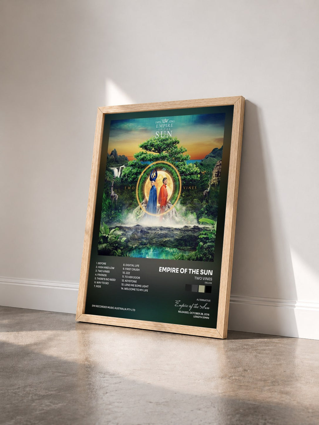 #bois Tableau de l'album Two Vines (Deluxe) de Empire of the Sun vu de trois quarts, cadre en bois brut