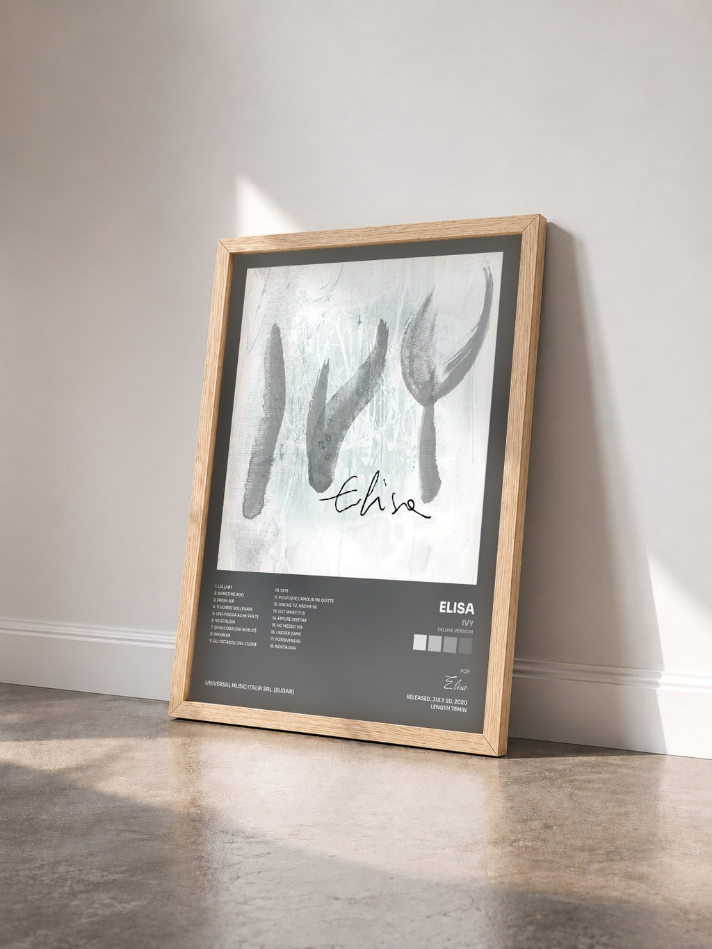 #bois Tableau de l'album Ivy (Deluxe Version) de Elisa vu de trois quarts, cadre en bois brut