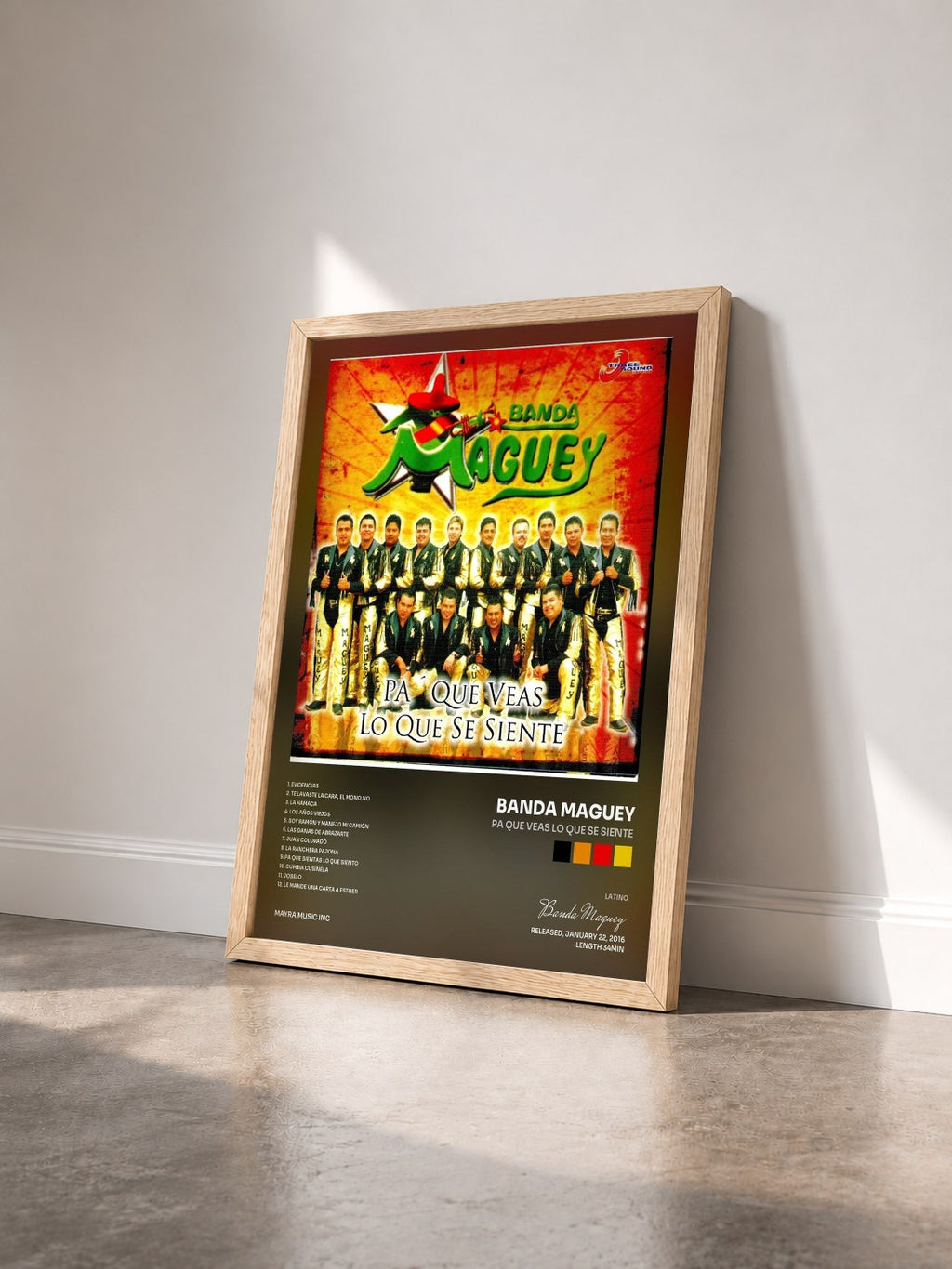 #bois Tableau de l'album Pa Que Veas Lo Que Se Siente de Banda Maguey vu de trois quarts, cadre en bois brut