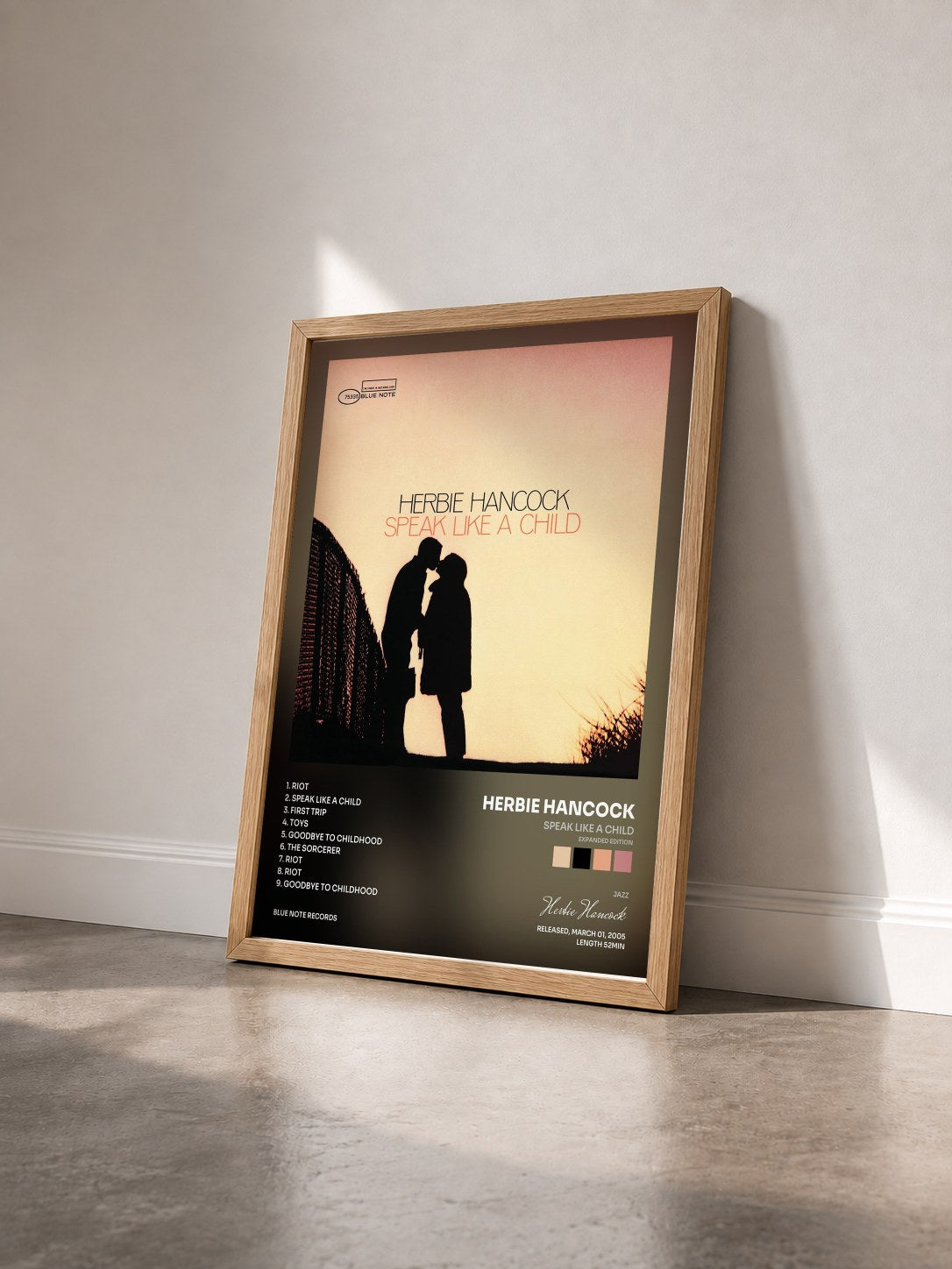 #bois Tableau de l'album Speak Like A Child (Expanded Edition) de Herbie Hancock vu de trois quarts, cadre en bois brut