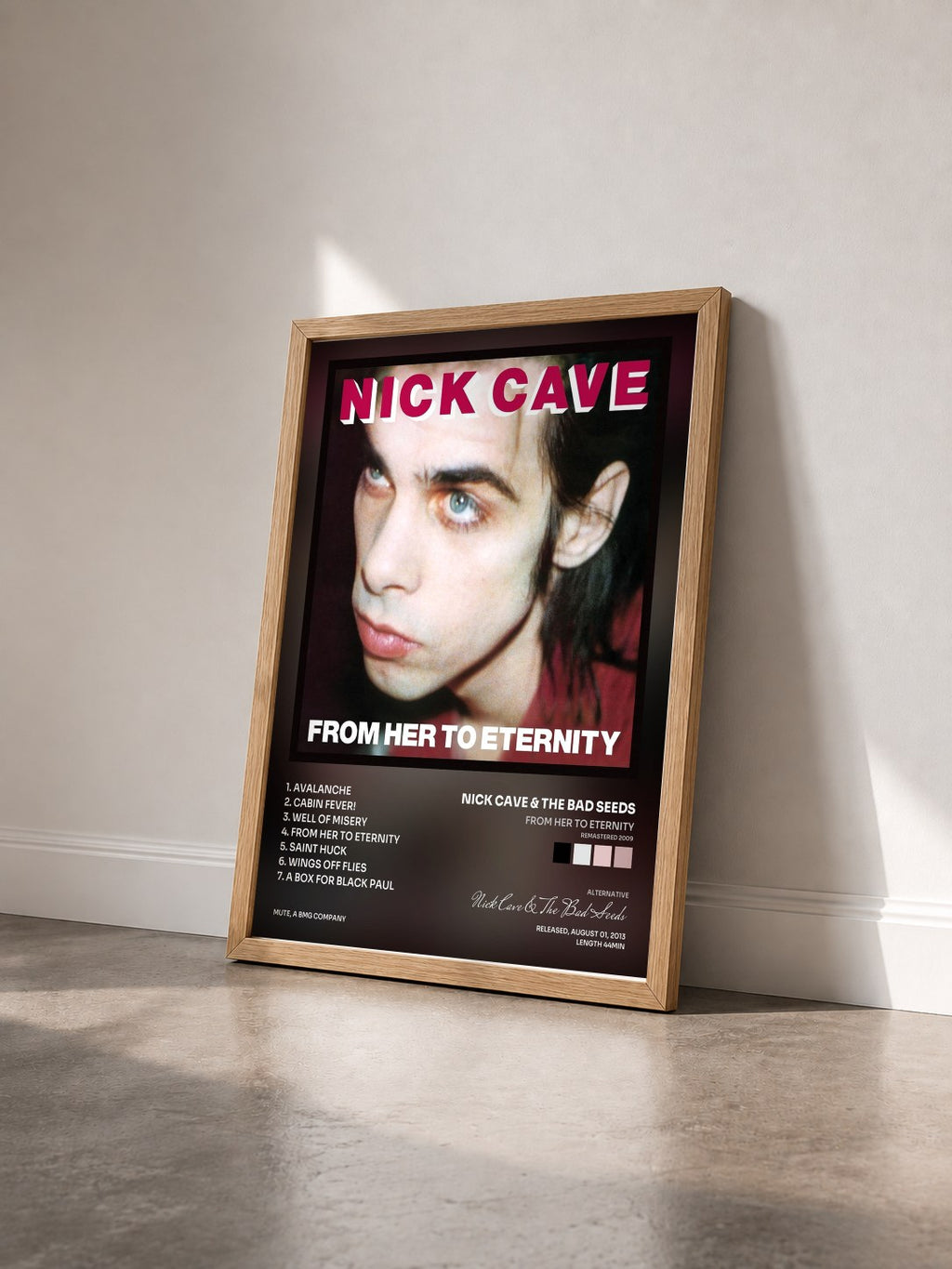 #bois Tableau de l'album From Her to Eternity (Remastered 2009) de Nick Cave & The Bad Seeds vu de trois quarts, cadre en bois brut