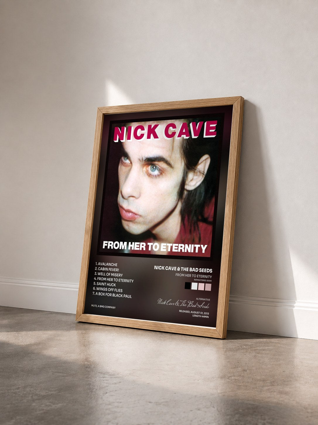 #bois Tableau de l'album From Her to Eternity (Remastered 2009) de Nick Cave & The Bad Seeds vu de trois quarts, cadre en bois brut