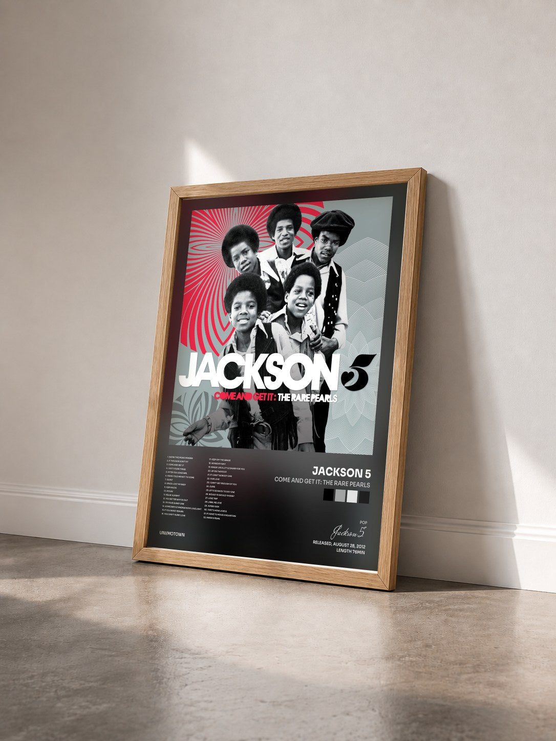 #bois Tableau de l'album Come And Get It: The Rare Pearls de Jackson 5 vu de trois quarts, cadre en bois brut
