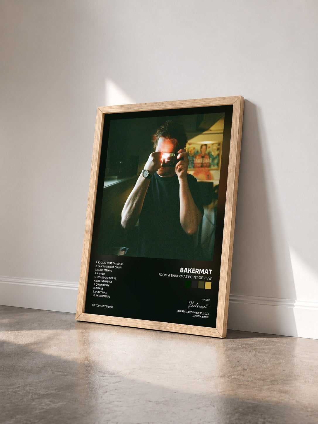 #bois Tableau de l'album From A Bakermat Point Of View de Bakermat vu de trois quarts, cadre en bois brut