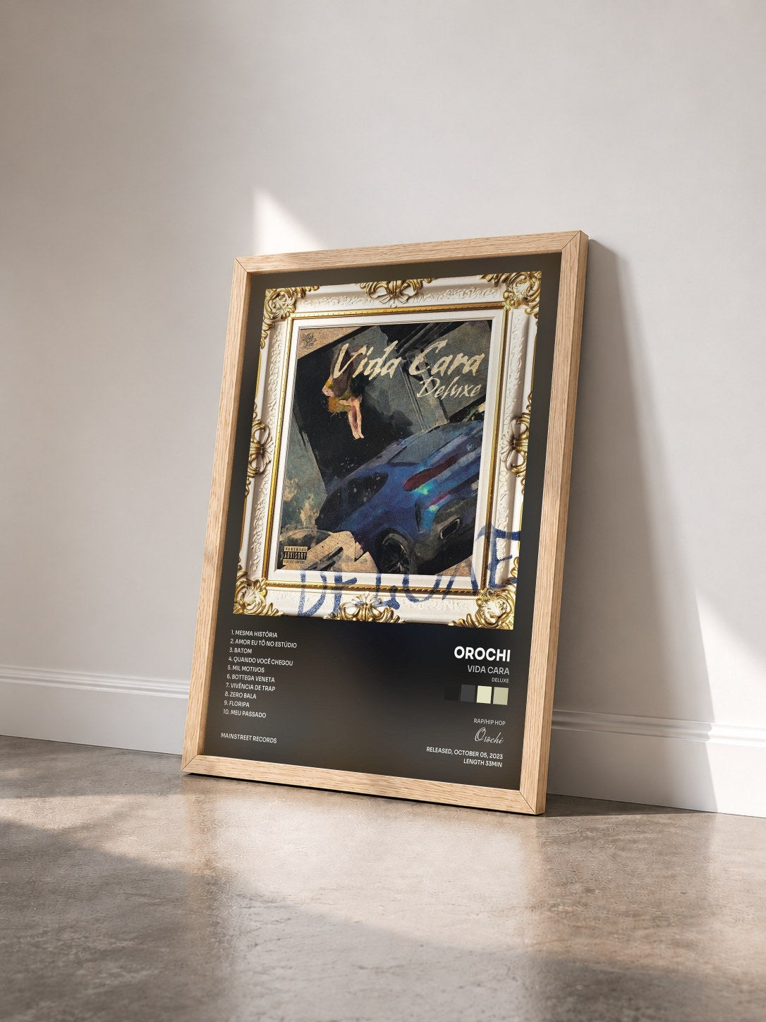 #bois Tableau de l'album Vida Cara (Deluxe) de Orochi vu de trois quarts, cadre en bois brut