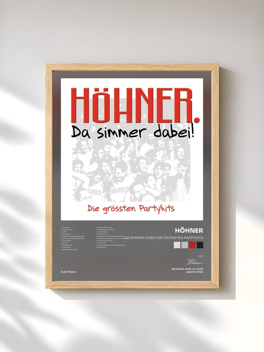#bois Tableau de l'album Da Simmer Dabei! Die Grössten Partyhits de Höhner, cadre en bois brut, imprimé et encadré en France