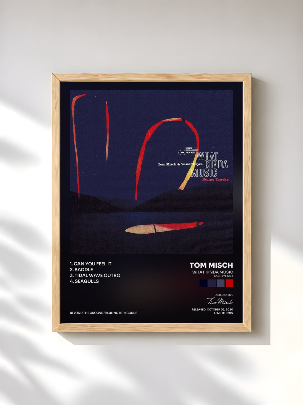 #bois Tableau de l'album What Kinda Music (Bonus Tracks) de Tom Misch, cadre en bois brut, imprimé et encadré en France