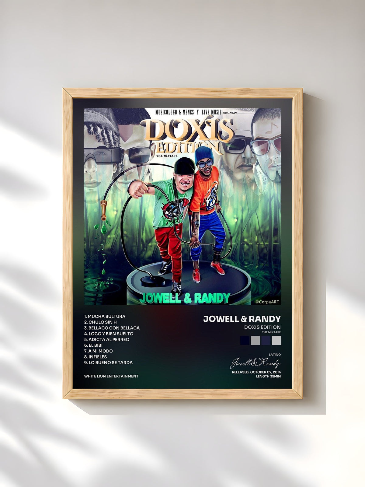 #bois Tableau de l'album Doxis Edition (The Mixtape) de Jowell & Randy, cadre en bois brut, imprimé et encadré en France
