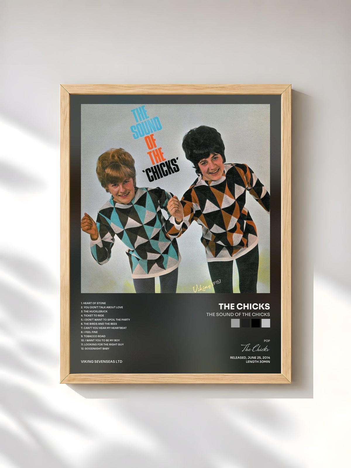 #bois Tableau de l'album The Sound of the Chicks de The Chicks, cadre en bois brut, imprimé et encadré en France