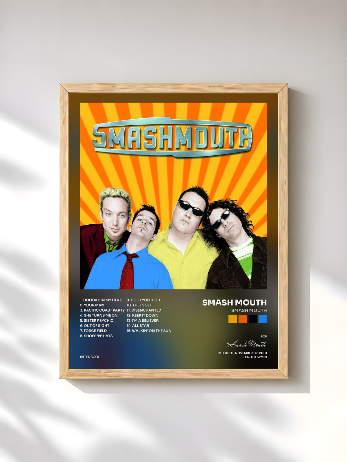#bois Tableau de l'album Smash Mouth de Smash Mouth, cadre en bois brut, imprimé et encadré en France