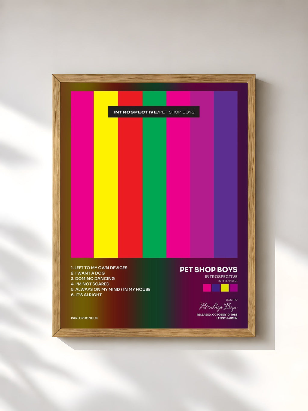 #bois Tableau de l'album Introspective (2018 Remaster) de Pet Shop Boys, cadre en bois brut, imprimé et encadré en France