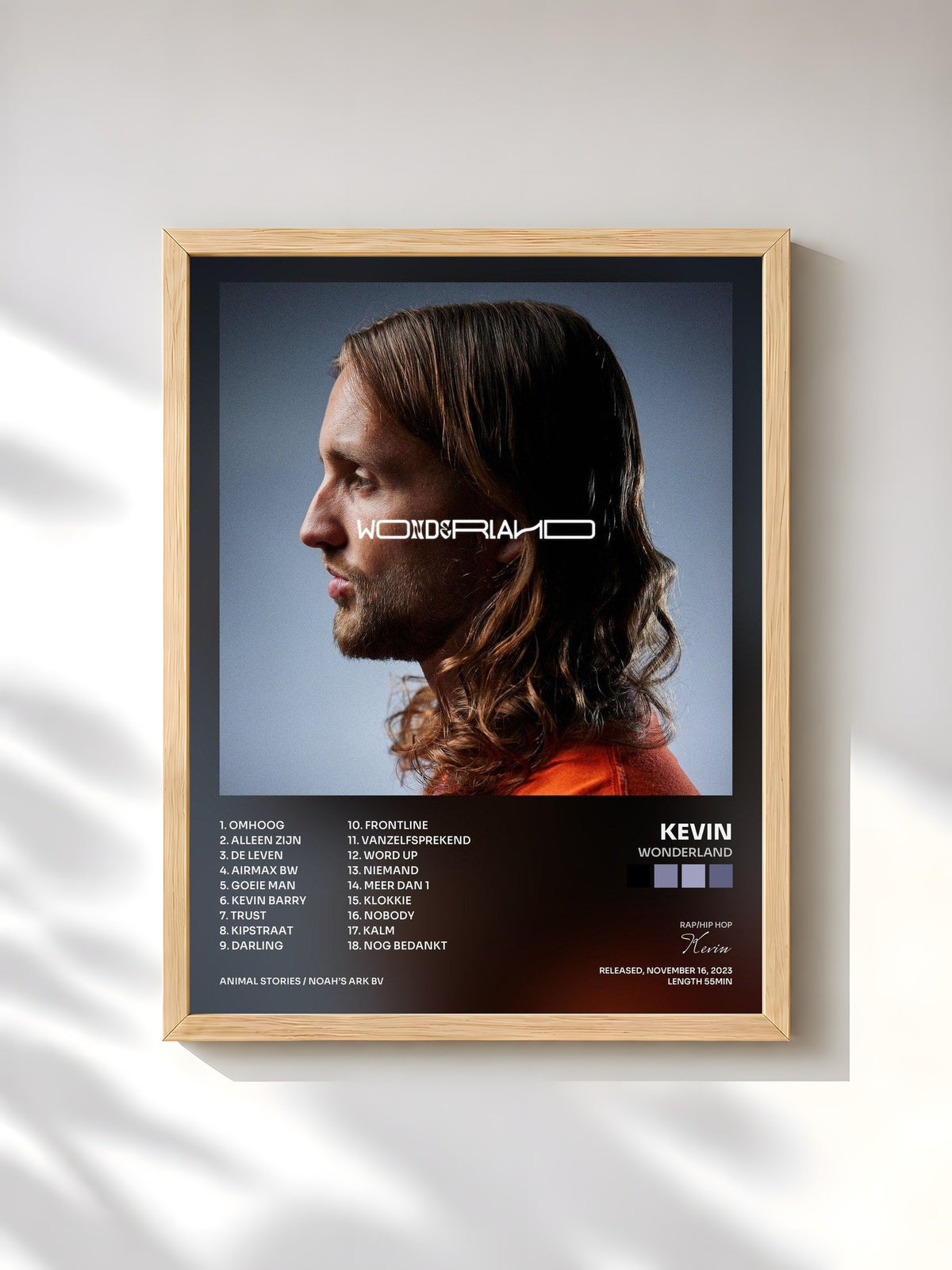 #bois Tableau de l'album Wonderland de Kevin, cadre en bois brut, imprimé et encadré en France