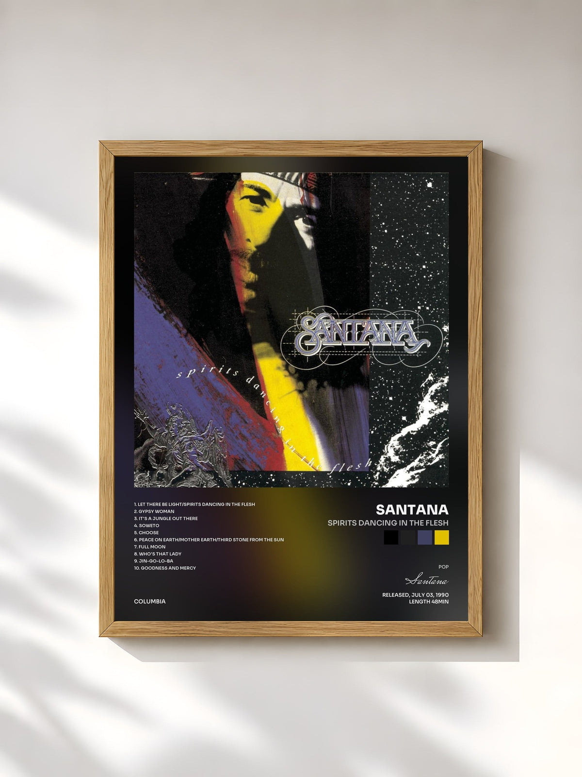 #bois Tableau de l'album Spirits Dancing In The Flesh de Santana, cadre en bois brut, imprimé et encadré en France