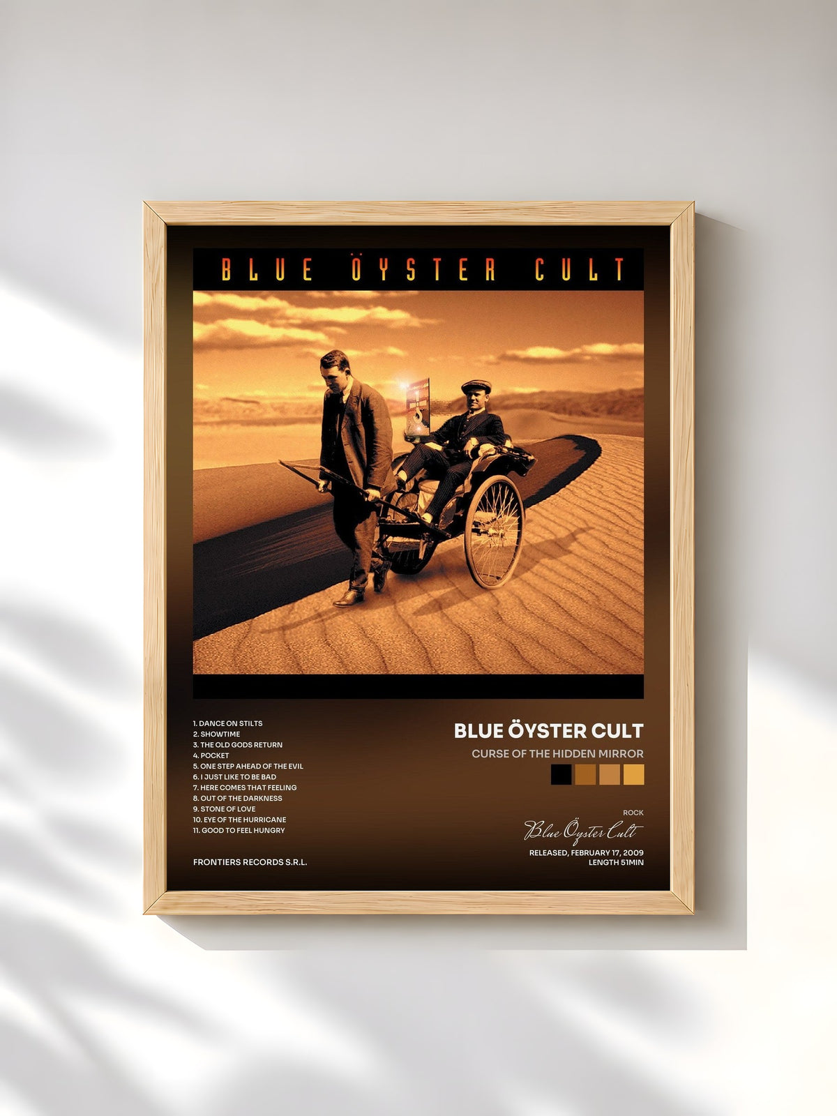 #bois Tableau de l'album Curse of the Hidden Mirror de Blue Öyster Cult, cadre en bois brut, imprimé et encadré en France