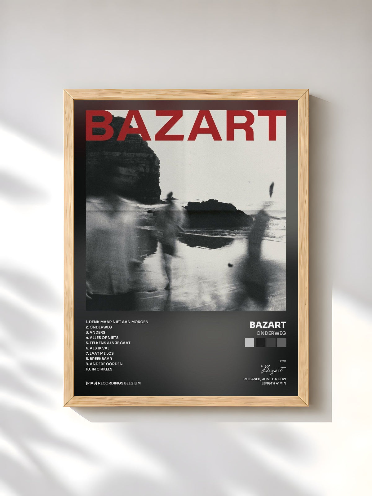 #bois Tableau de l'album Onderweg de Bazart, cadre en bois brut, imprimé et encadré en France