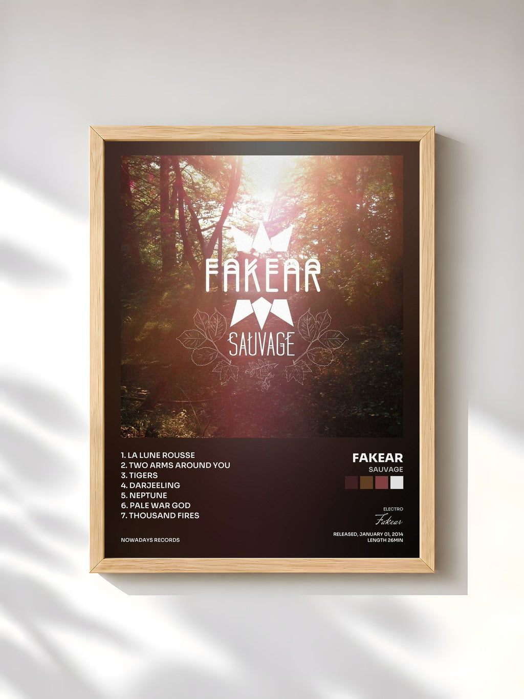 #bois Tableau de l'album Sauvage de Fakear, cadre en bois brut, imprimé et encadré en France