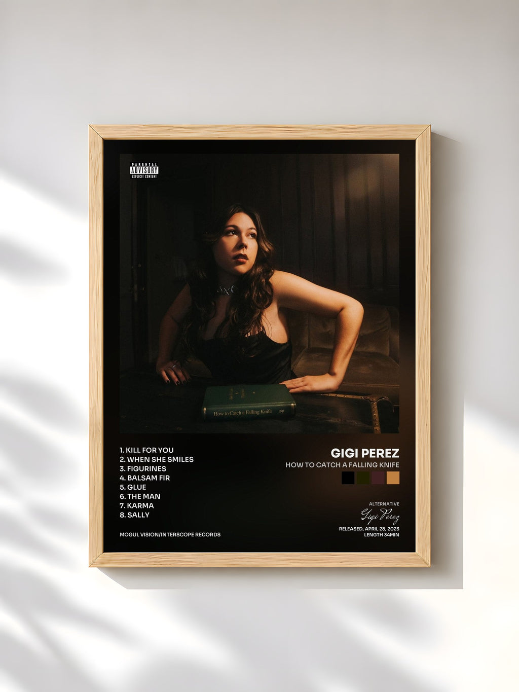 #bois Tableau de l'album How To Catch A Falling Knife de Gigi Perez, cadre en bois brut, imprimé et encadré en France