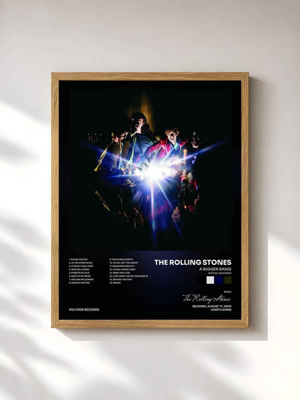 #bois Tableau de l'album A Bigger Bang (2009 Re-Mastered) de The Rolling Stones, cadre en bois brut, imprimé et encadré en France