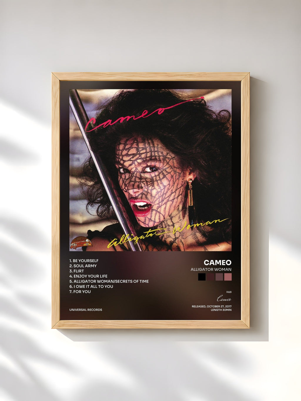 #bois Tableau de l'album Alligator Woman de Cameo, cadre en bois brut, imprimé et encadré en France