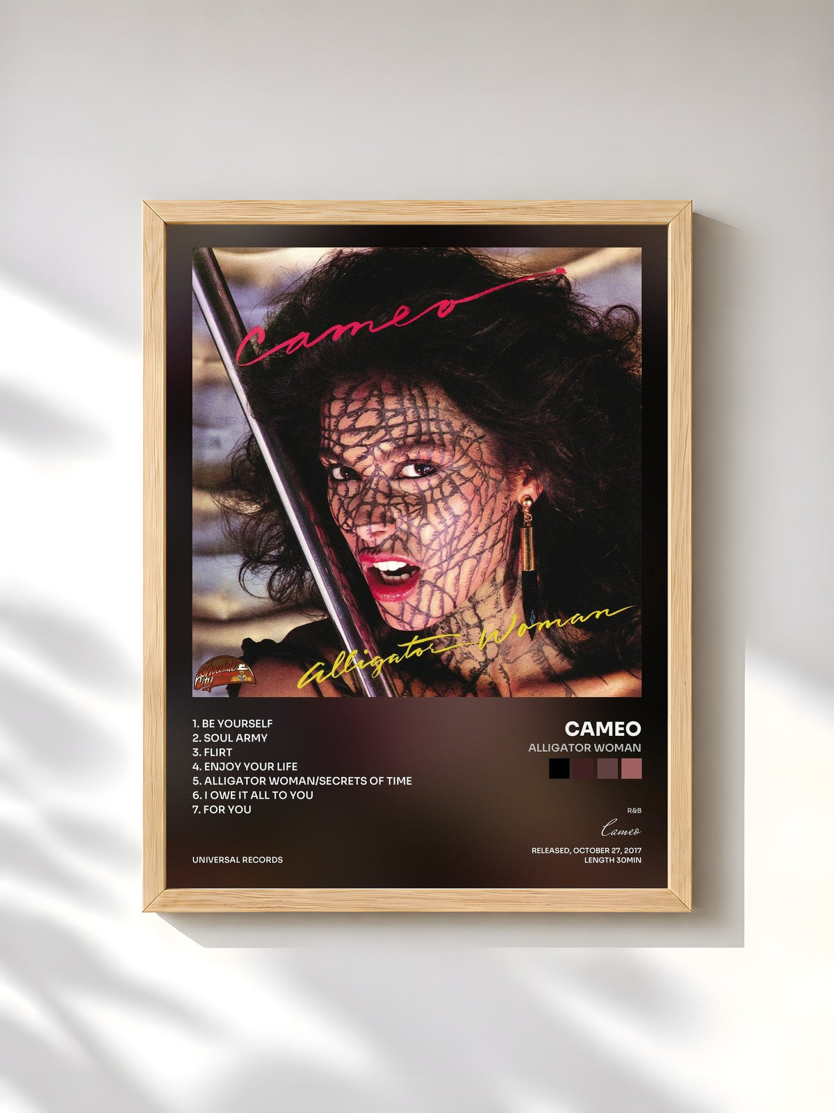 #bois Tableau de l'album Alligator Woman de Cameo, cadre en bois brut, imprimé et encadré en France