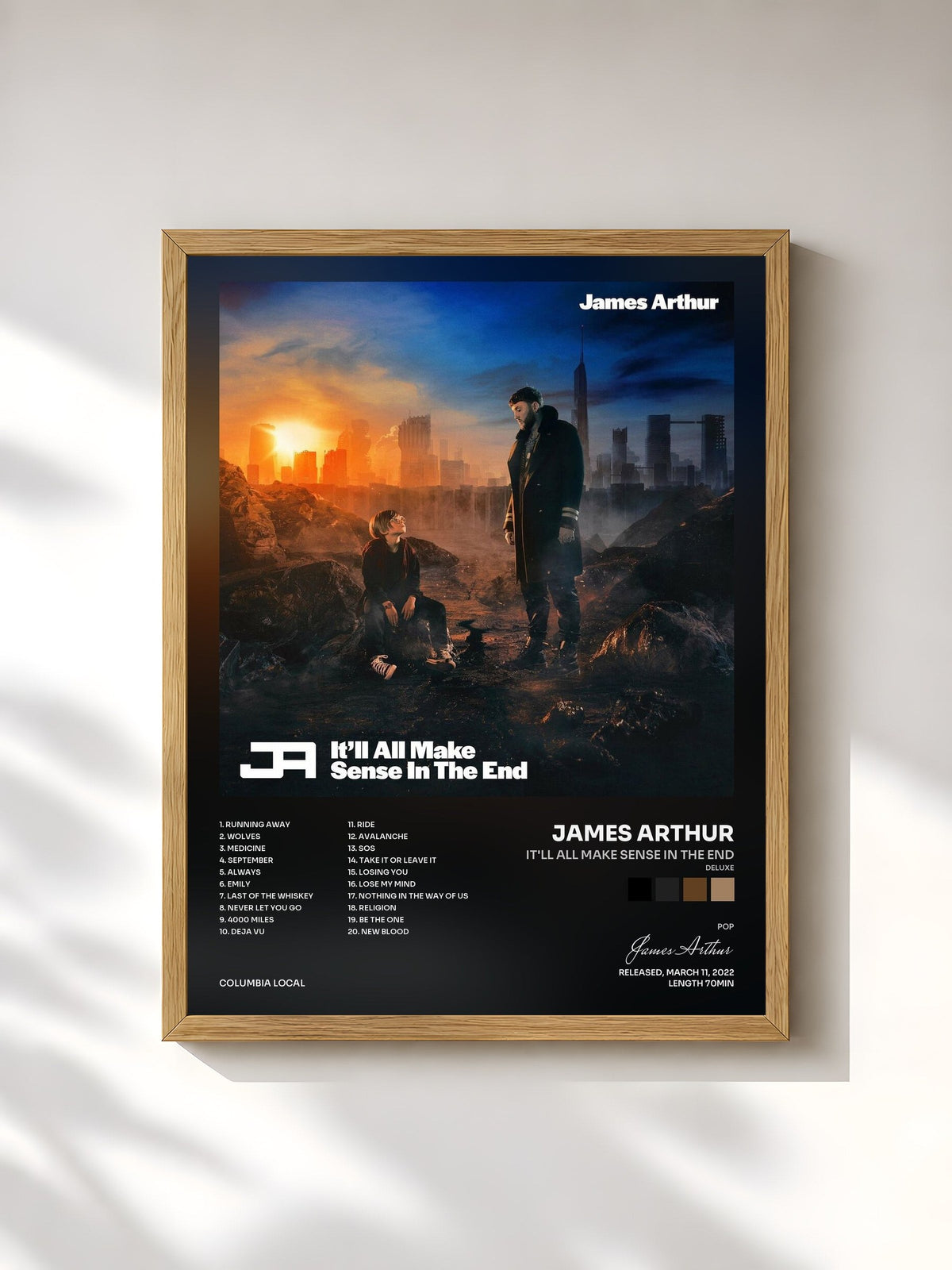 #bois Tableau de l'album It'll All Make Sense In The End (Deluxe) de James Arthur, cadre en bois brut, imprimé et encadré en France