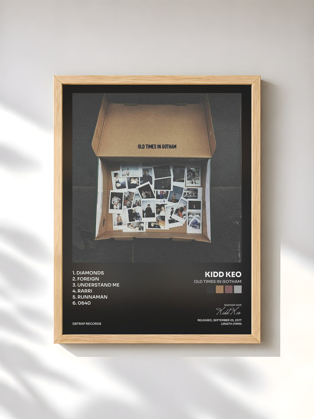 #bois Tableau de l'album Old Times in Gotham de Kidd Keo, cadre en bois brut, imprimé et encadré en France