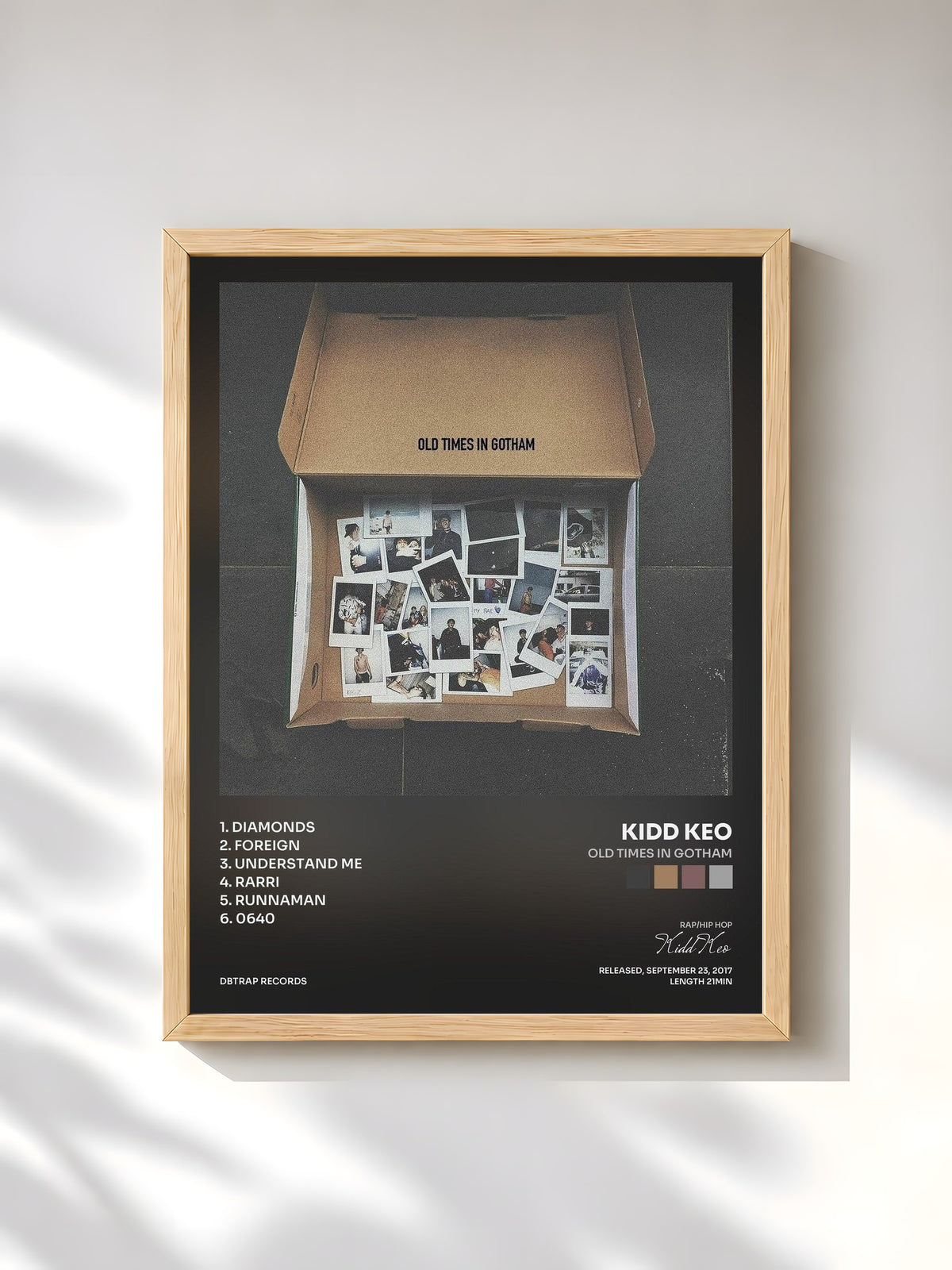 #bois Tableau de l'album Old Times in Gotham de Kidd Keo, cadre en bois brut, imprimé et encadré en France