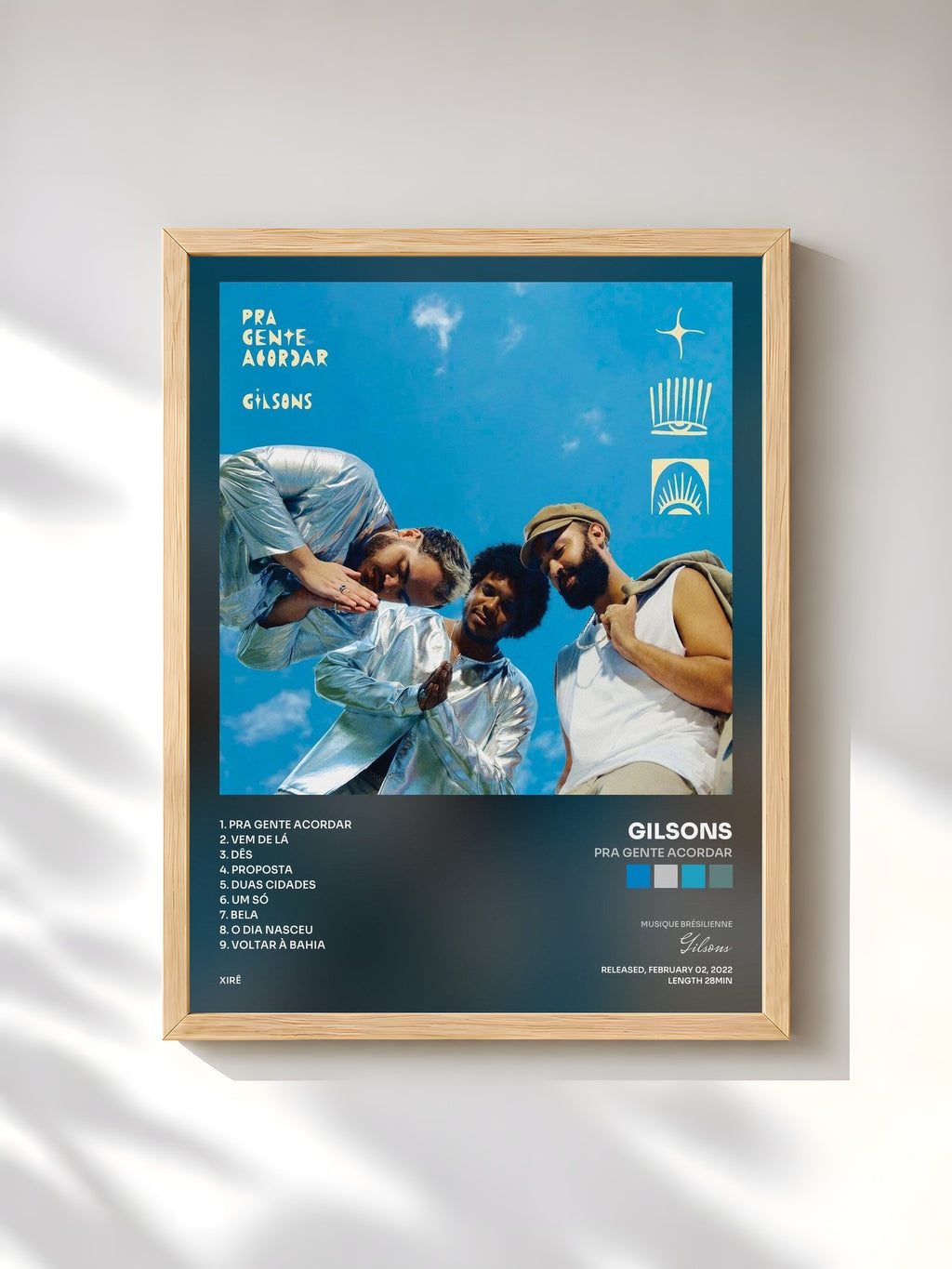 #bois Tableau de l'album Pra Gente Acordar de Gilsons, cadre en bois brut, imprimé et encadré en France