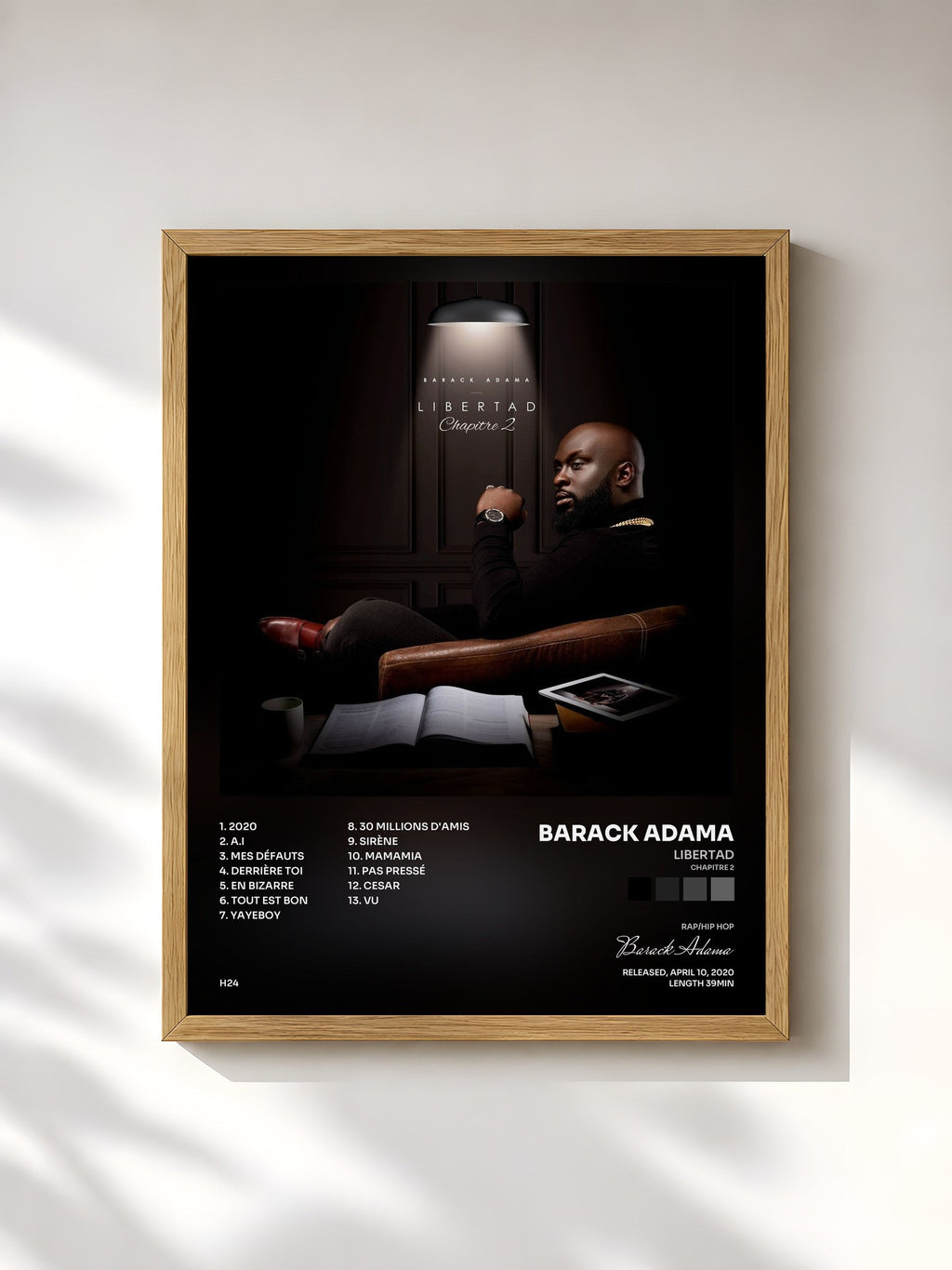 #bois Tableau de l'album Libertad (Chapitre 2) de Barack Adama, cadre en bois brut, imprimé et encadré en France