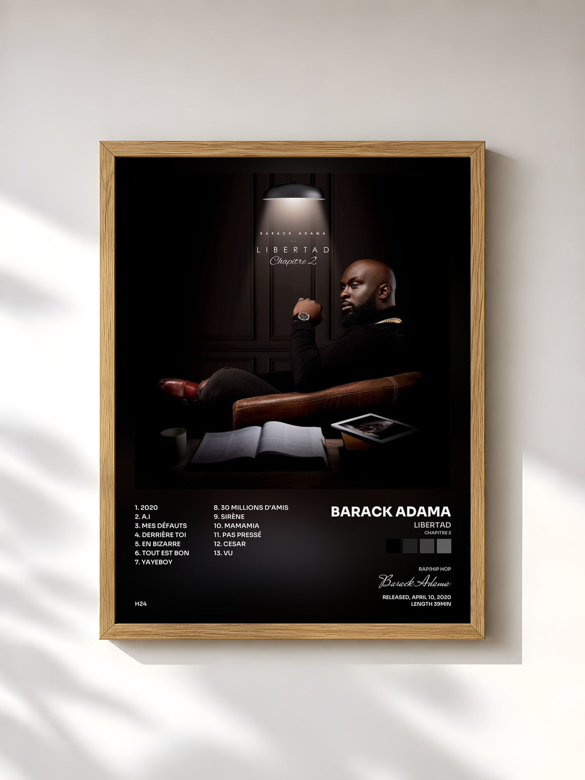 #bois Tableau de l'album Libertad (Chapitre 2) de Barack Adama, cadre en bois brut, imprimé et encadré en France
