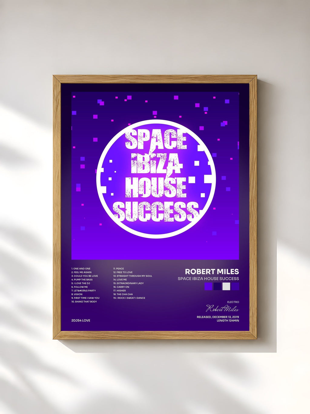 #bois Tableau de l'album Space Ibiza House Success de Robert Miles, cadre en bois brut, imprimé et encadré en France