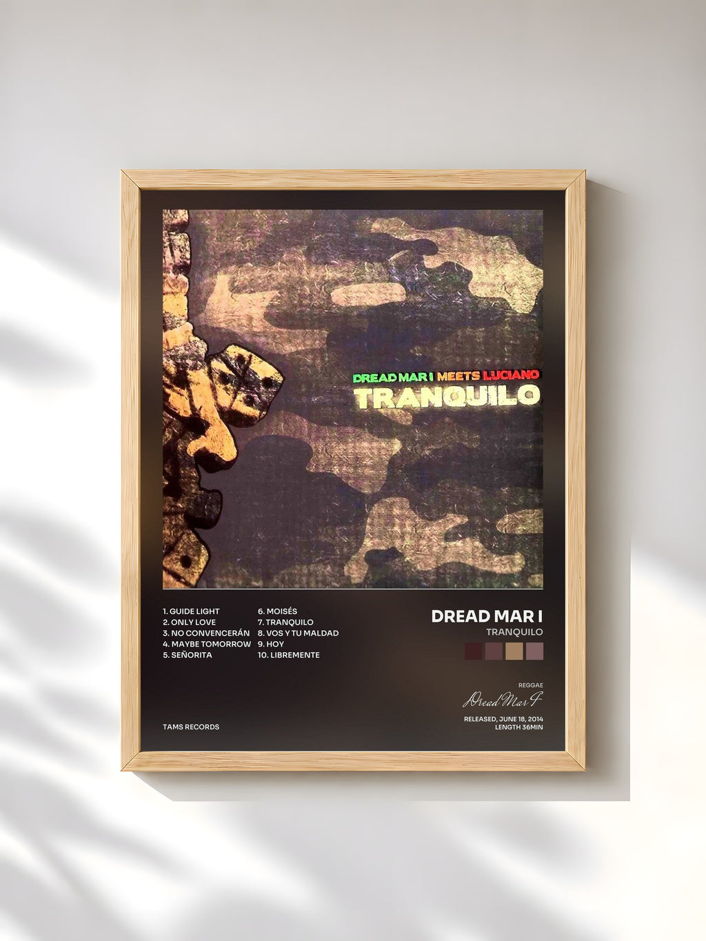 #bois Tableau de l'album Tranquilo de Dread Mar I, cadre en bois brut, imprimé et encadré en France