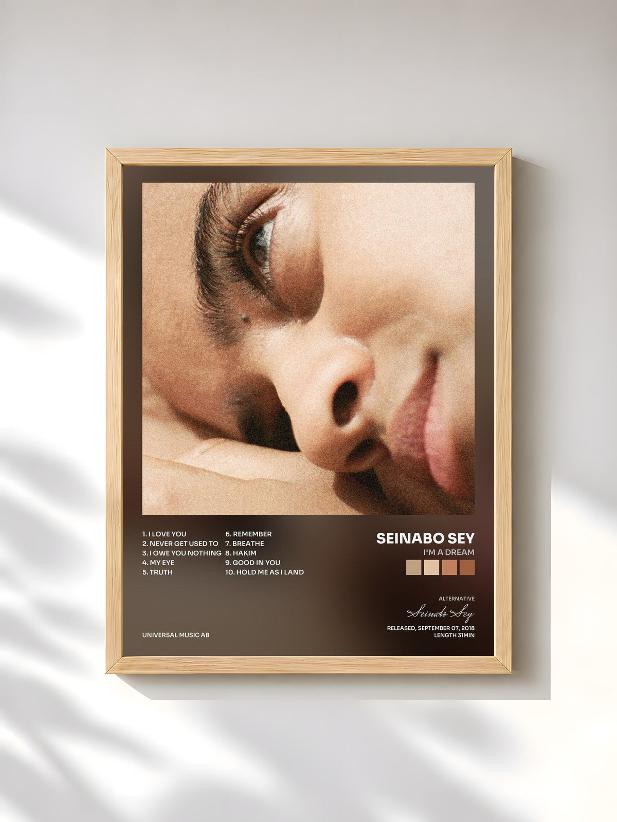 #bois Tableau de l'album I'm A Dream de Seinabo Sey, cadre en bois brut, imprimé et encadré en France