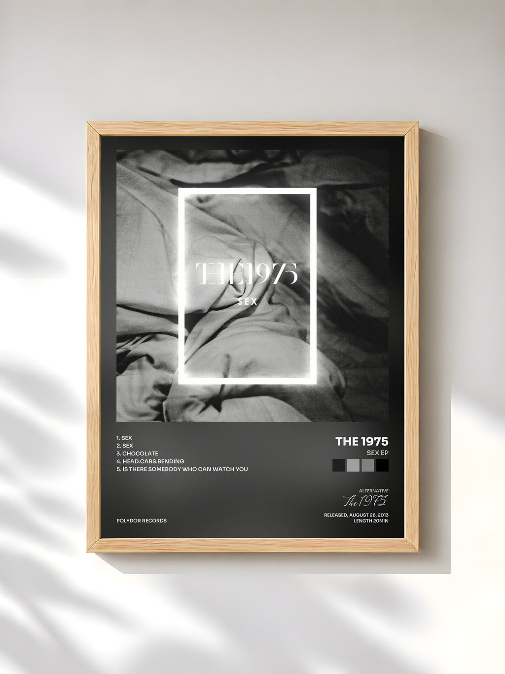 #bois Tableau de l'album Sex EP de The 1975, cadre en bois brut, imprimé et encadré en France