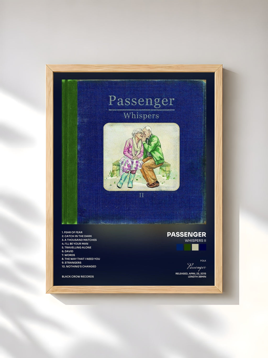 #bois Tableau de l'album Whispers II de Passenger, cadre en bois brut, imprimé et encadré en France