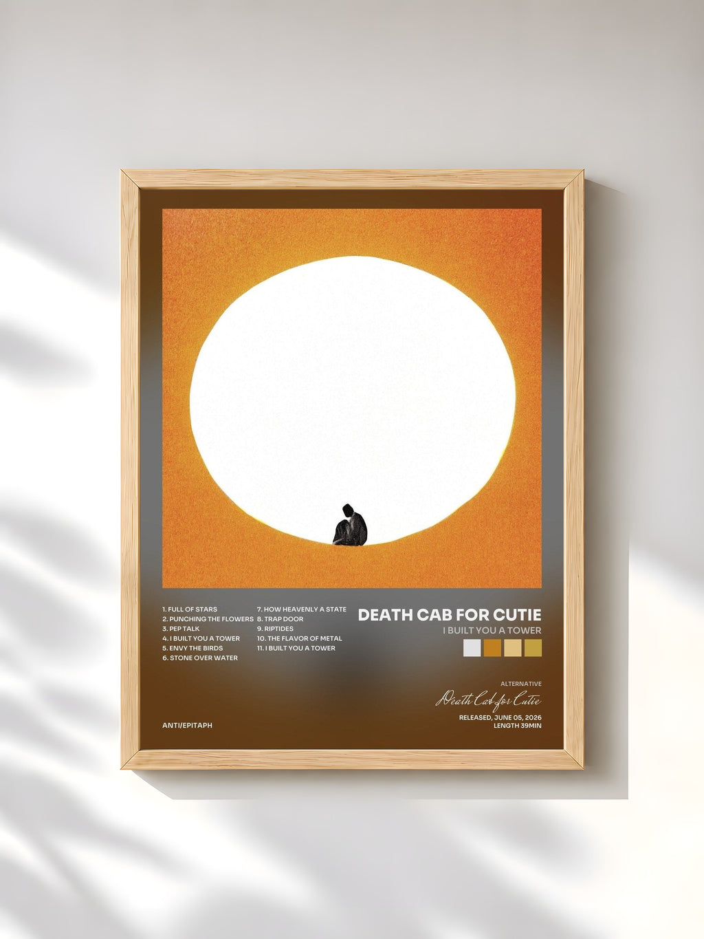 #bois Tableau de l'album I Built You A Tower de Death Cab for Cutie, cadre en bois brut, imprimé et encadré en France