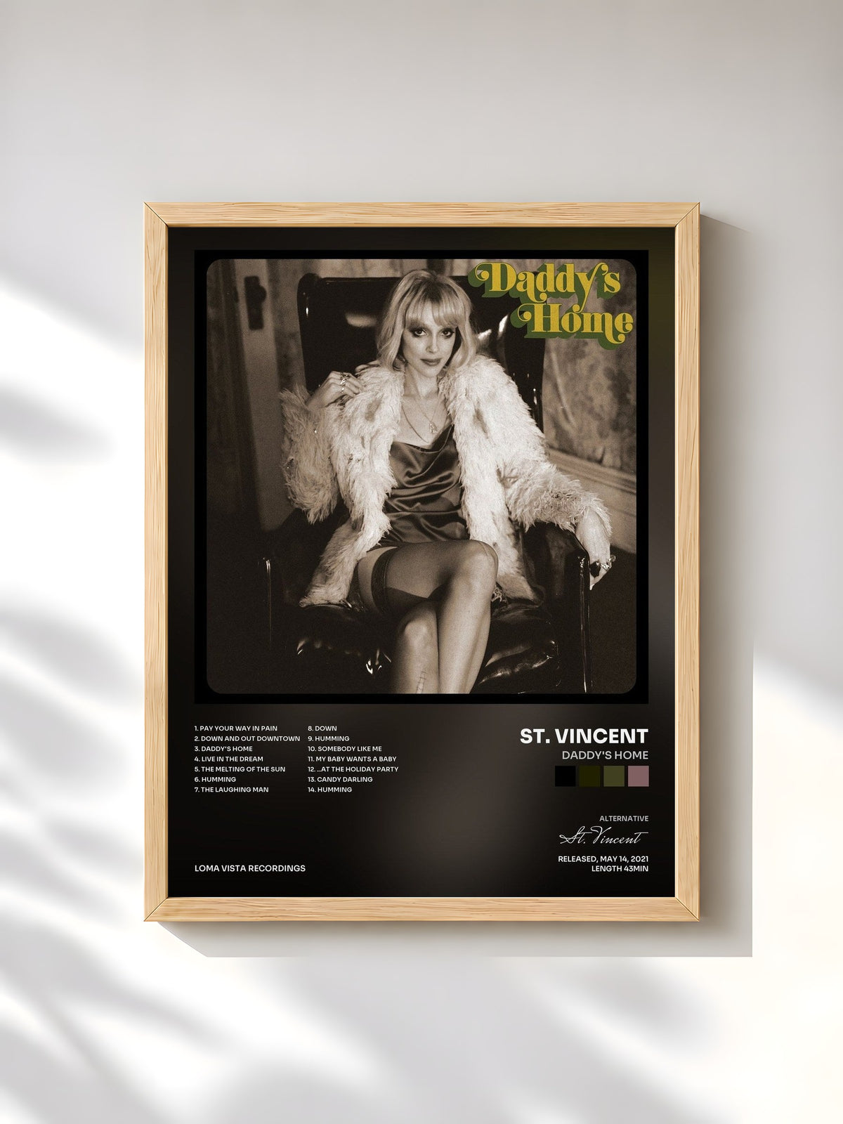 #bois Tableau de l'album Daddy's Home de St. Vincent, cadre en bois brut, imprimé et encadré en France