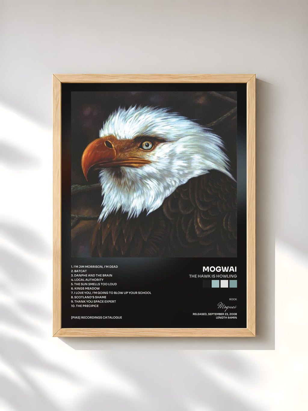 #bois Tableau de l'album The Hawk Is Howling de Mogwai, cadre en bois brut, imprimé et encadré en France