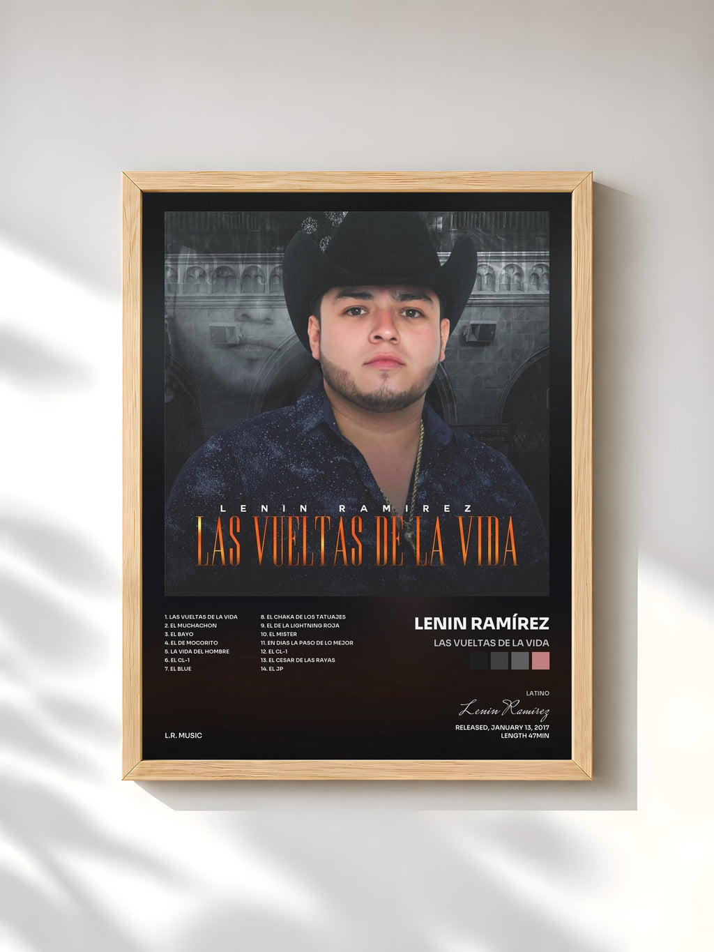 #bois Tableau de l'album Las Vueltas de la Vida de Lenin Ramírez, cadre en bois brut, imprimé et encadré en France