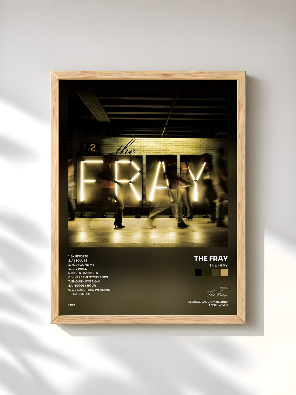 #bois Tableau de l'album The Fray de The Fray, cadre en bois brut, imprimé et encadré en France