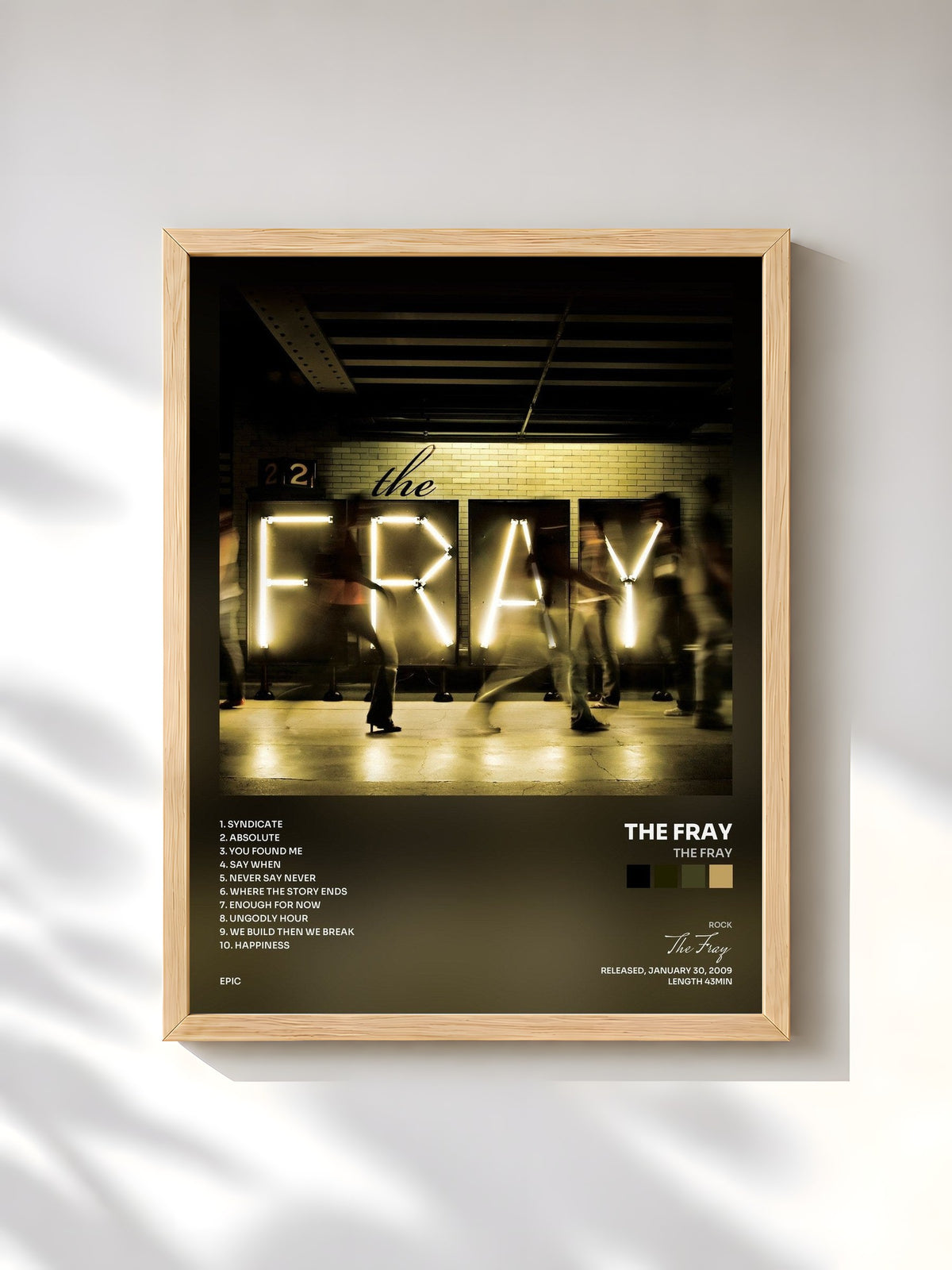 #bois Tableau de l'album The Fray de The Fray, cadre en bois brut, imprimé et encadré en France