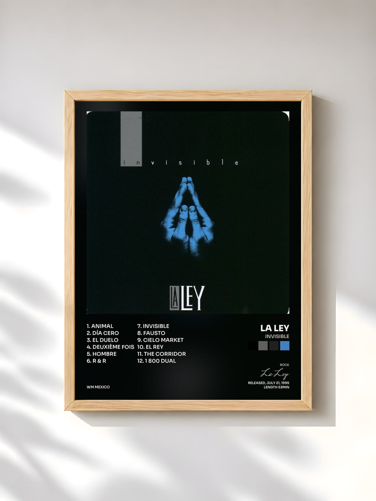 #bois Tableau de l'album Invisible de La Ley, cadre en bois brut, imprimé et encadré en France