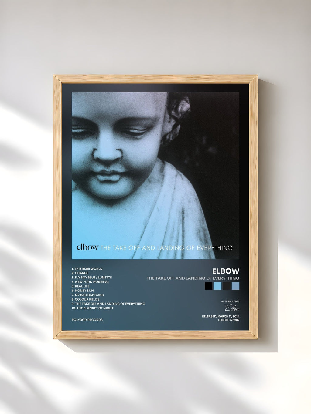 #bois Tableau de l'album The Take Off And Landing Of Everything de Elbow, cadre en bois brut, imprimé et encadré en France
