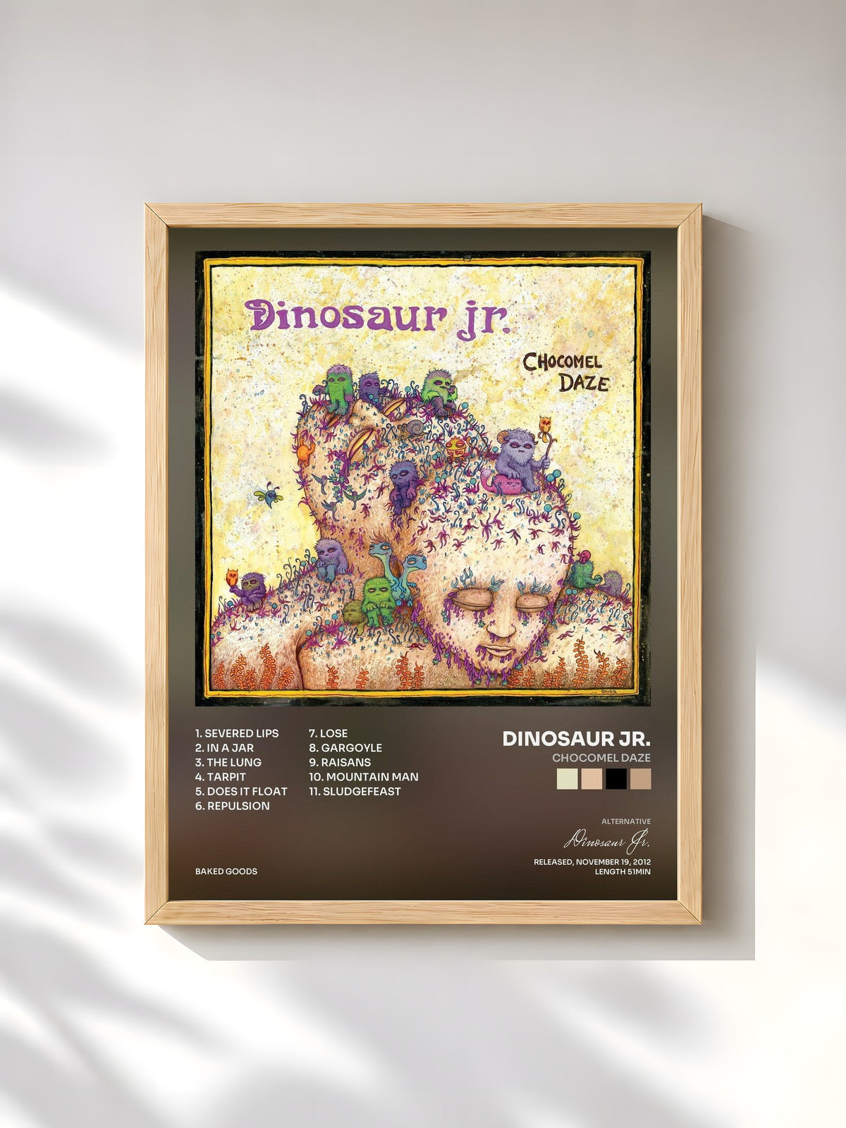 #bois Tableau de l'album Chocomel Daze de Dinosaur Jr., cadre en bois brut, imprimé et encadré en France