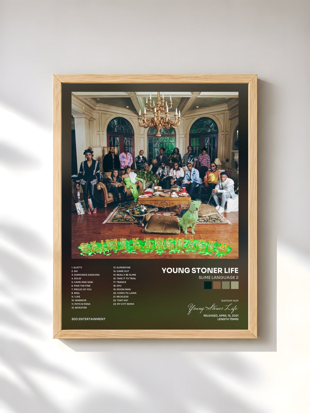 #bois Tableau de l'album Slime Language 2 de Young Stoner Life, cadre en bois brut, imprimé et encadré en France